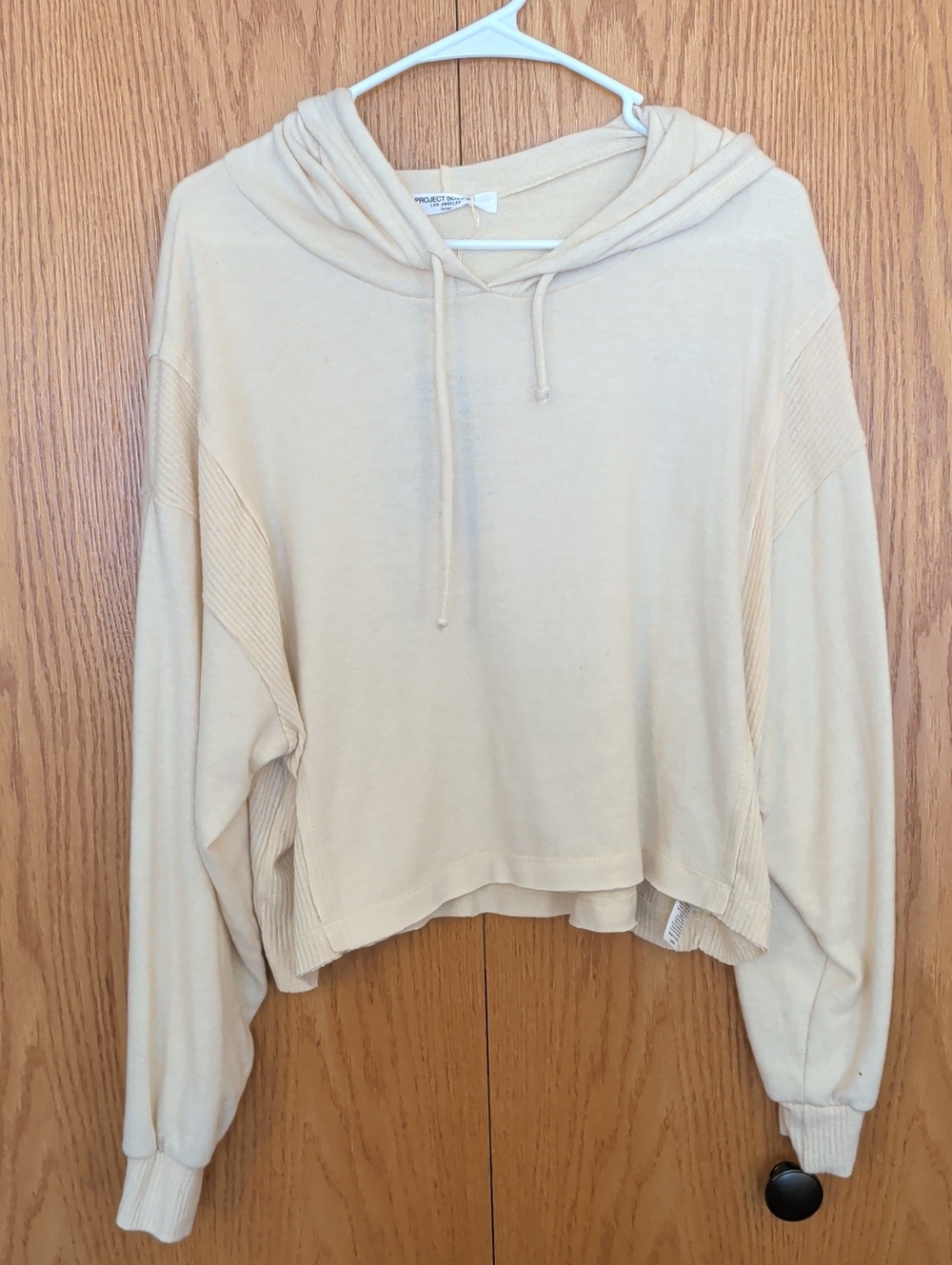 NWT Project Social T Light Beige Cropped Hoodie